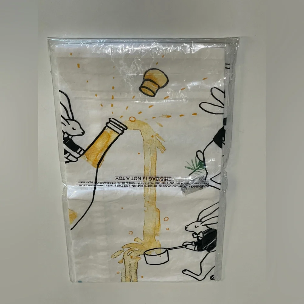 NWT Anthropologie rabbit pouring champagne bubbly dish towel - Picture 2 of 5
